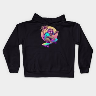 Skateboarding Sloth Kids Hoodie